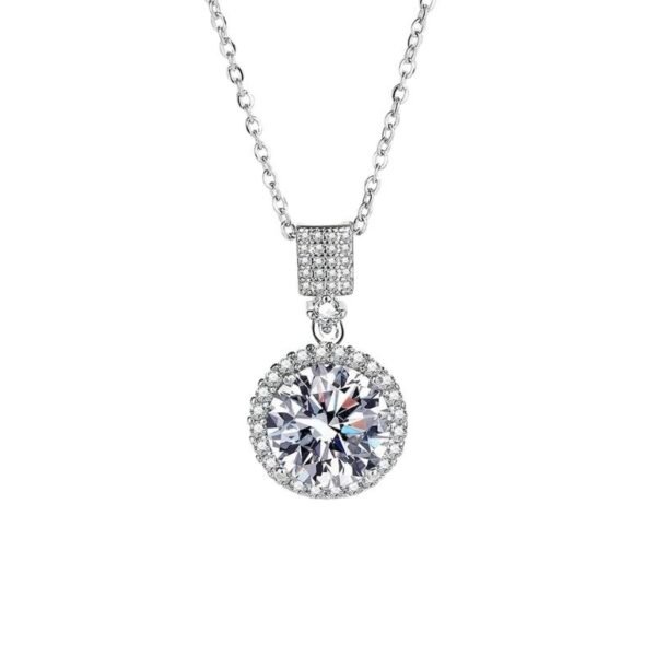 Sterling Silver Round Halo CZ Necklace - Menorah Jewelry - Accra - Ghana