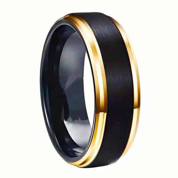 18CT Yellow Gold & Black PVD Tungsten Ring